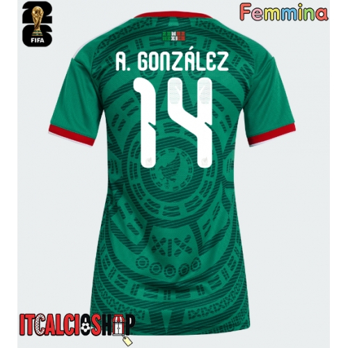 Messico Armando Gonzalez #14 Prima Maglia Femmina Mondiali 2026 Manica Corta